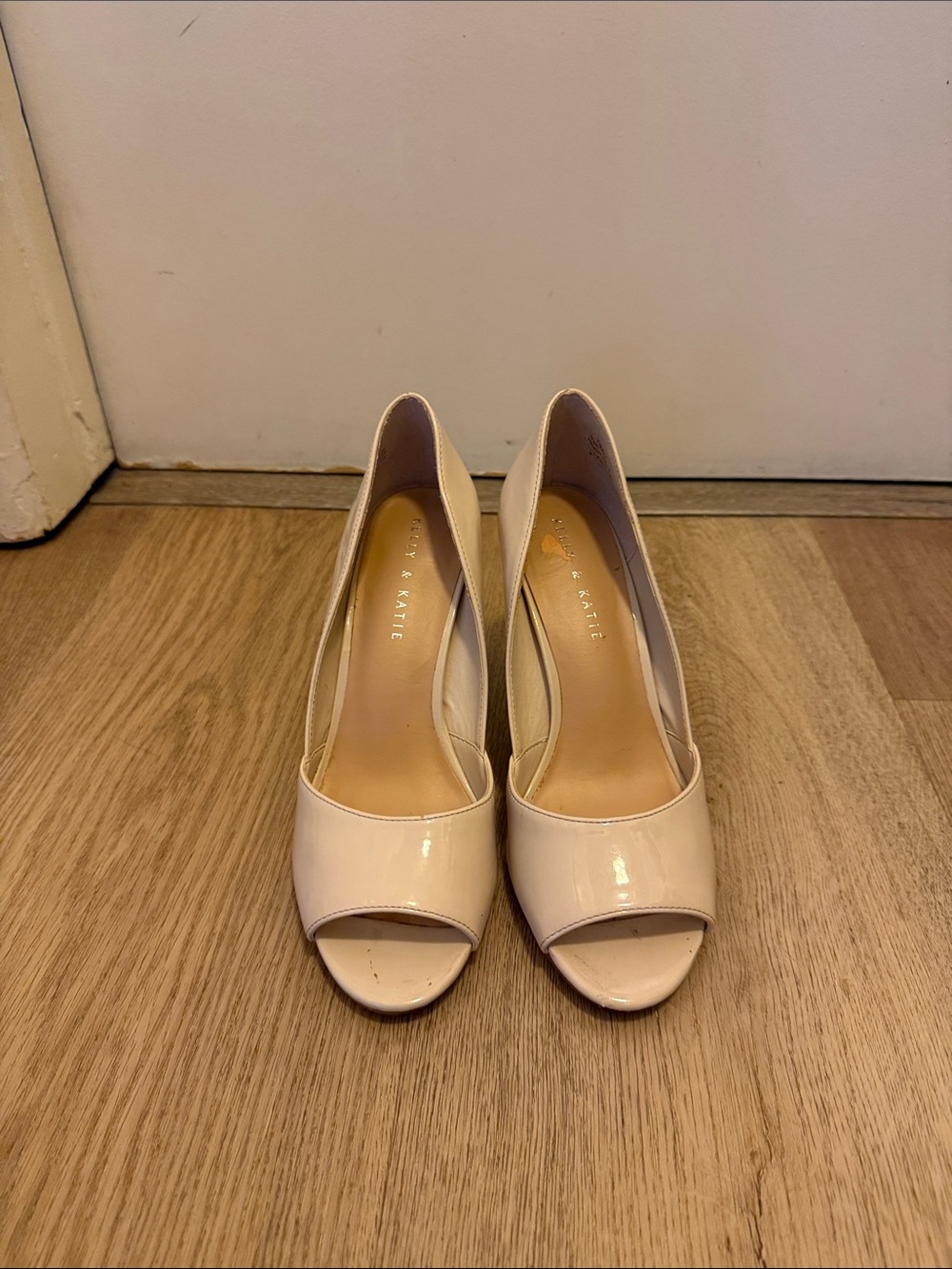 Kelly & Katie Blush Patent Peep-Toe Heels